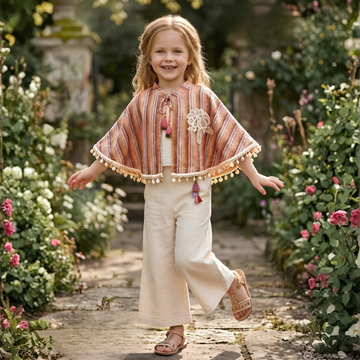 Stylish Fawn Printed Top With Bottom Set For Girls