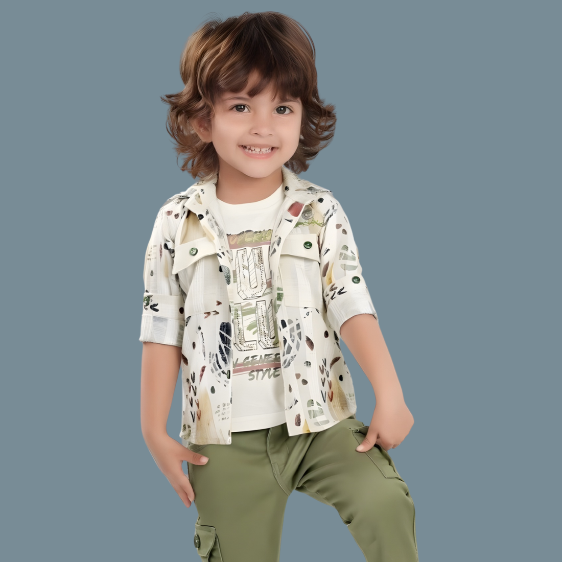 Light Green with Printed Full Suit For Boys