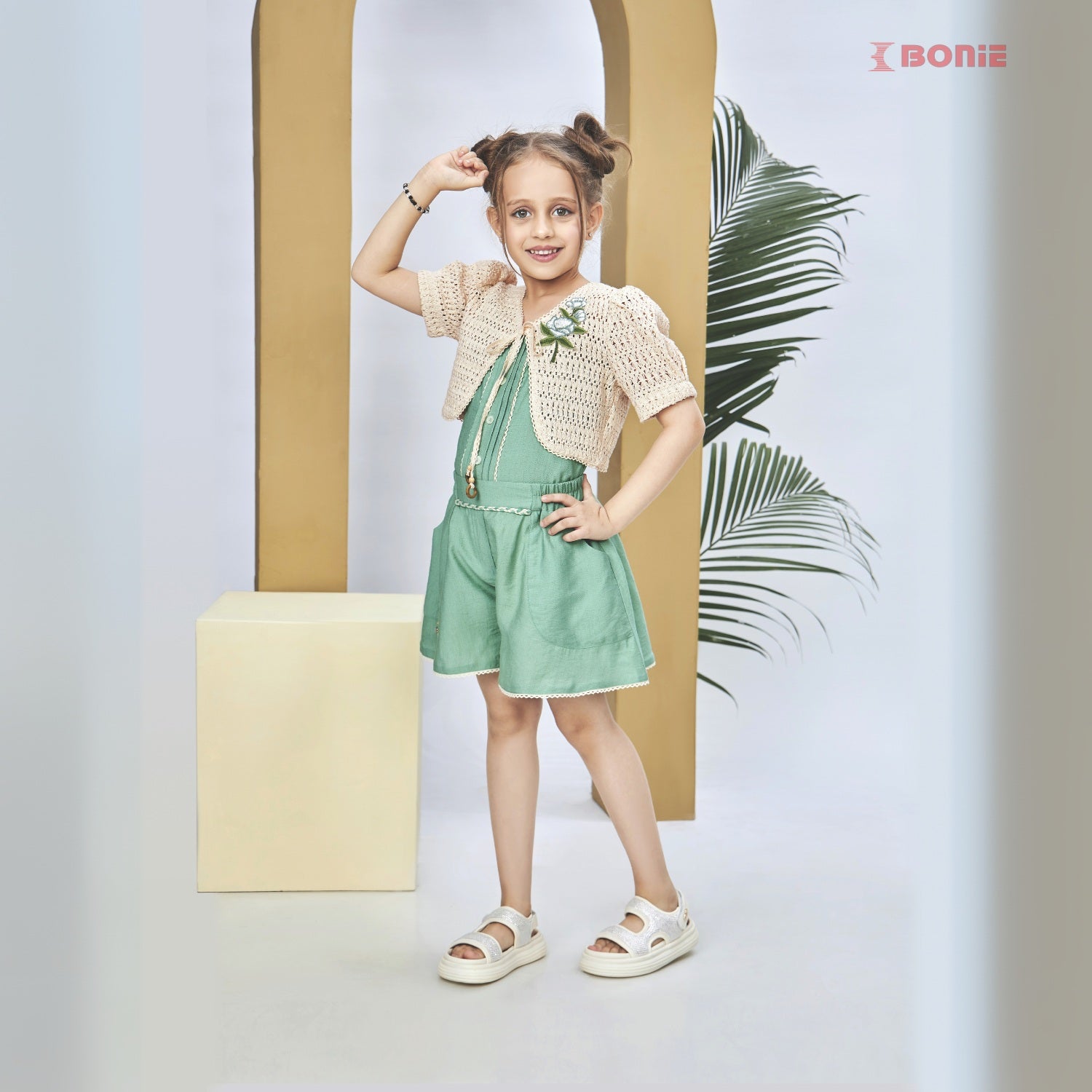 Girls Yarn Dyed Short with Top & Jacket