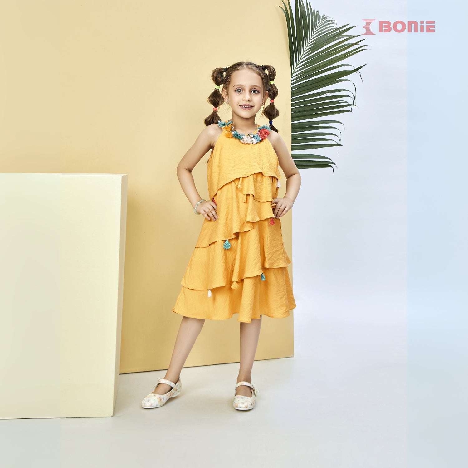 Yellow Tiered Tassel Frock