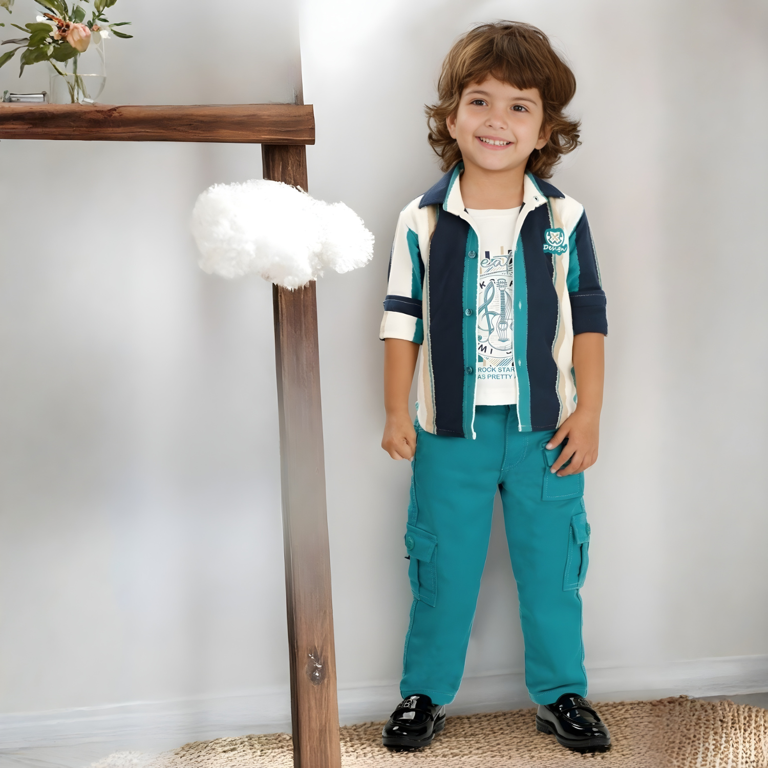 Boys Green Stylish Full Pant Suit