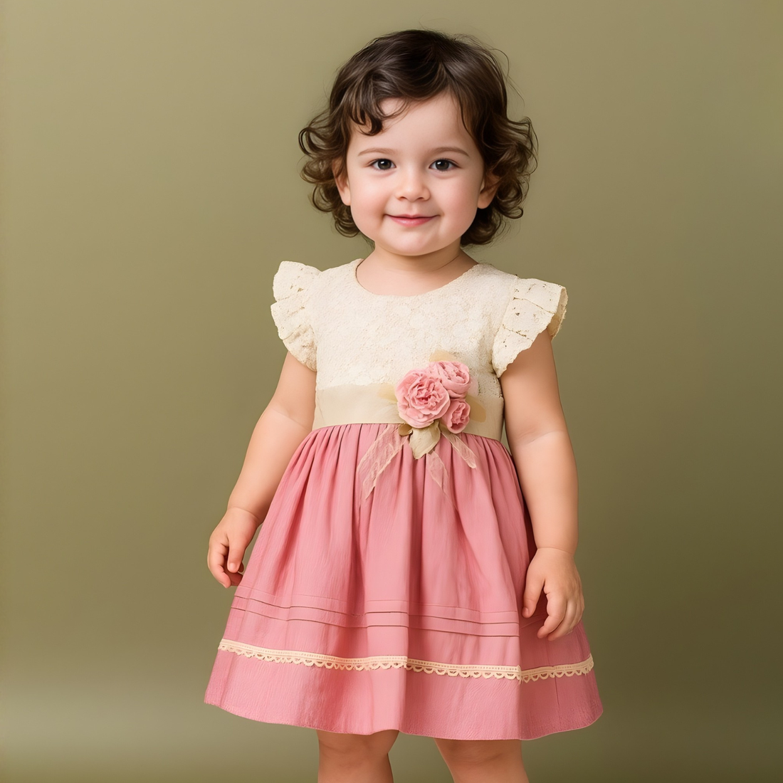 Baby Girls Stylish Peach Frock