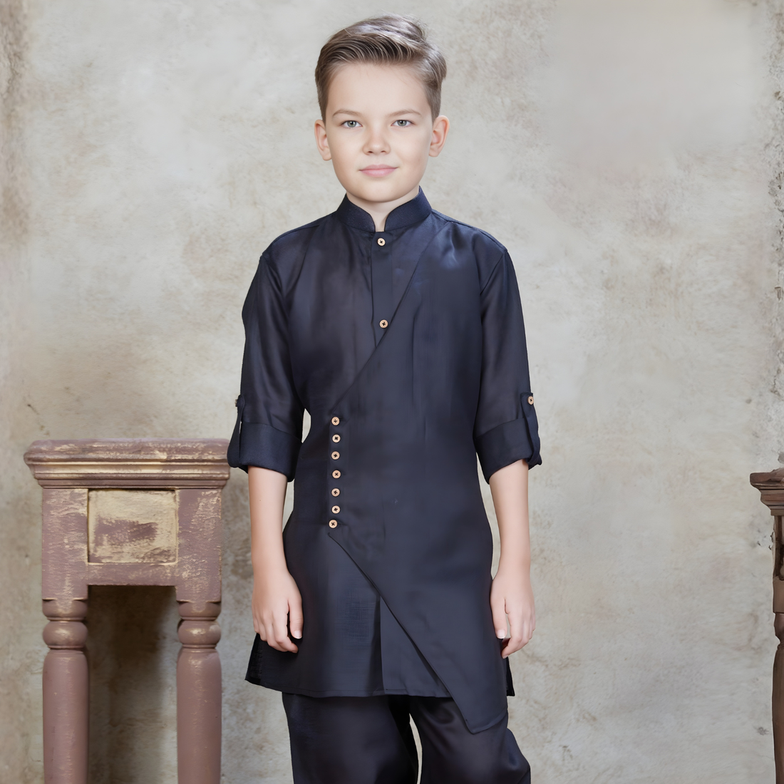 Boys Festive & Party Black Kurta Pyjama