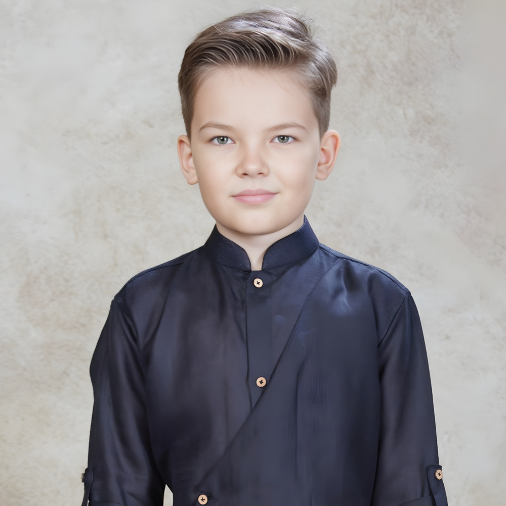 Boys Festive & Party Black Kurta Pyjama