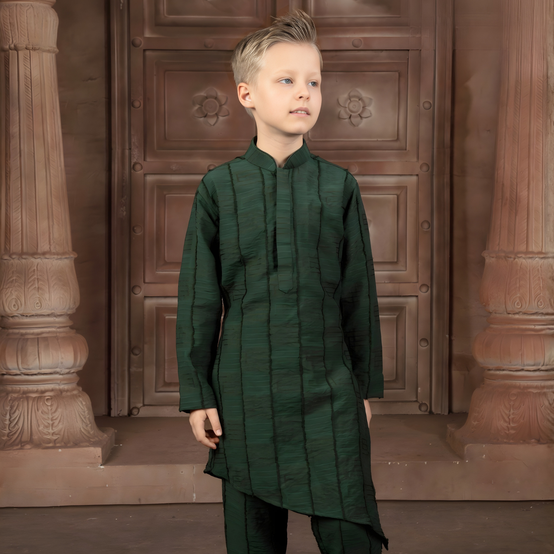 Boys Green Festive & Party Kurta and Pyjama Set