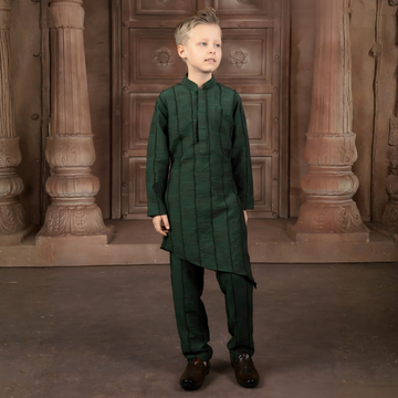 Boys Green Festive & Party Kurta and Pyjama Set
