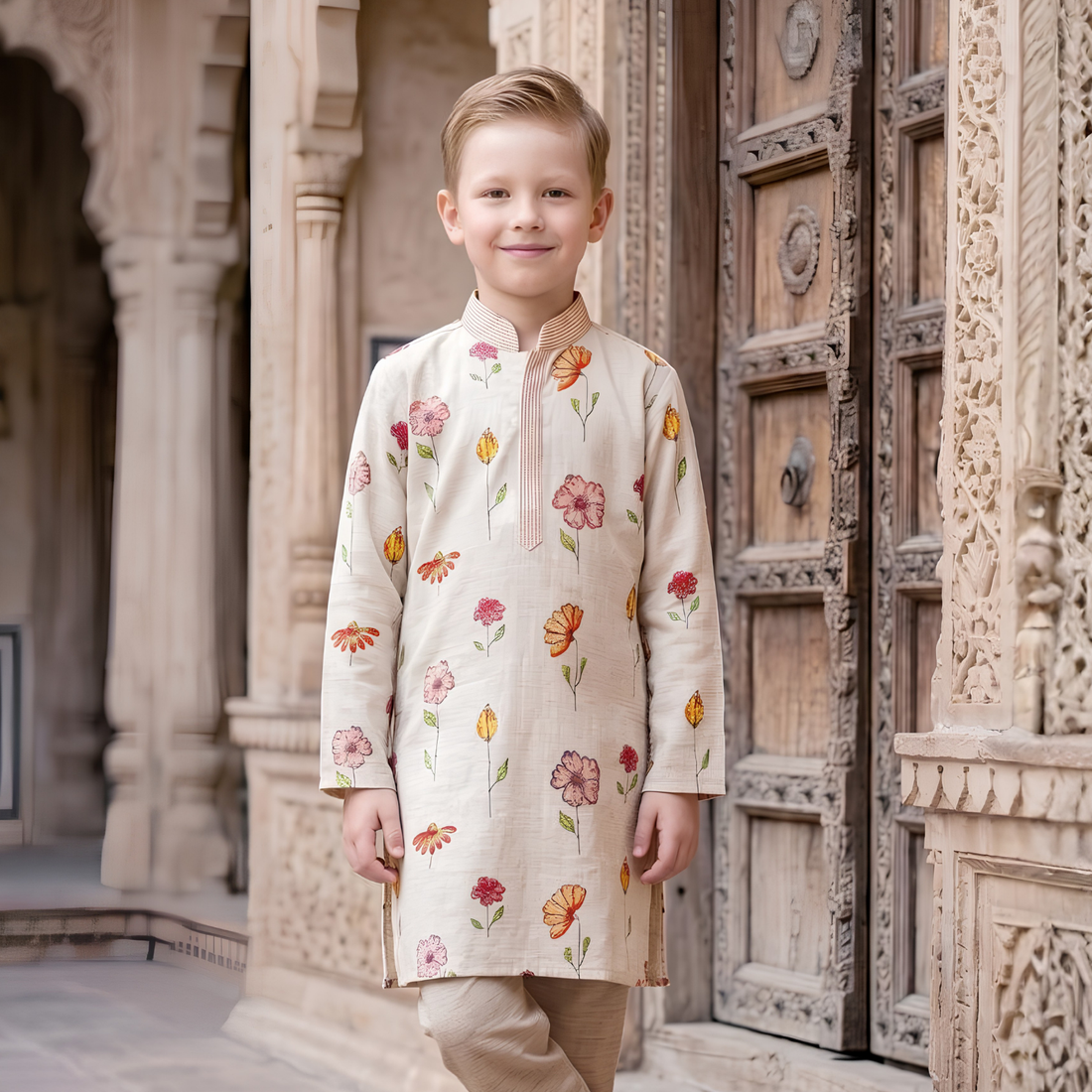 New Trending Digital Print Kurta Set For Kids Boys