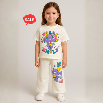 Girls Cream Fancy co-ord set  (Extra 10% OFF @ Checkout)