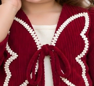 Girls Red Tie-Front Jacket and Flared Skirt Set (Shoes Not Included)