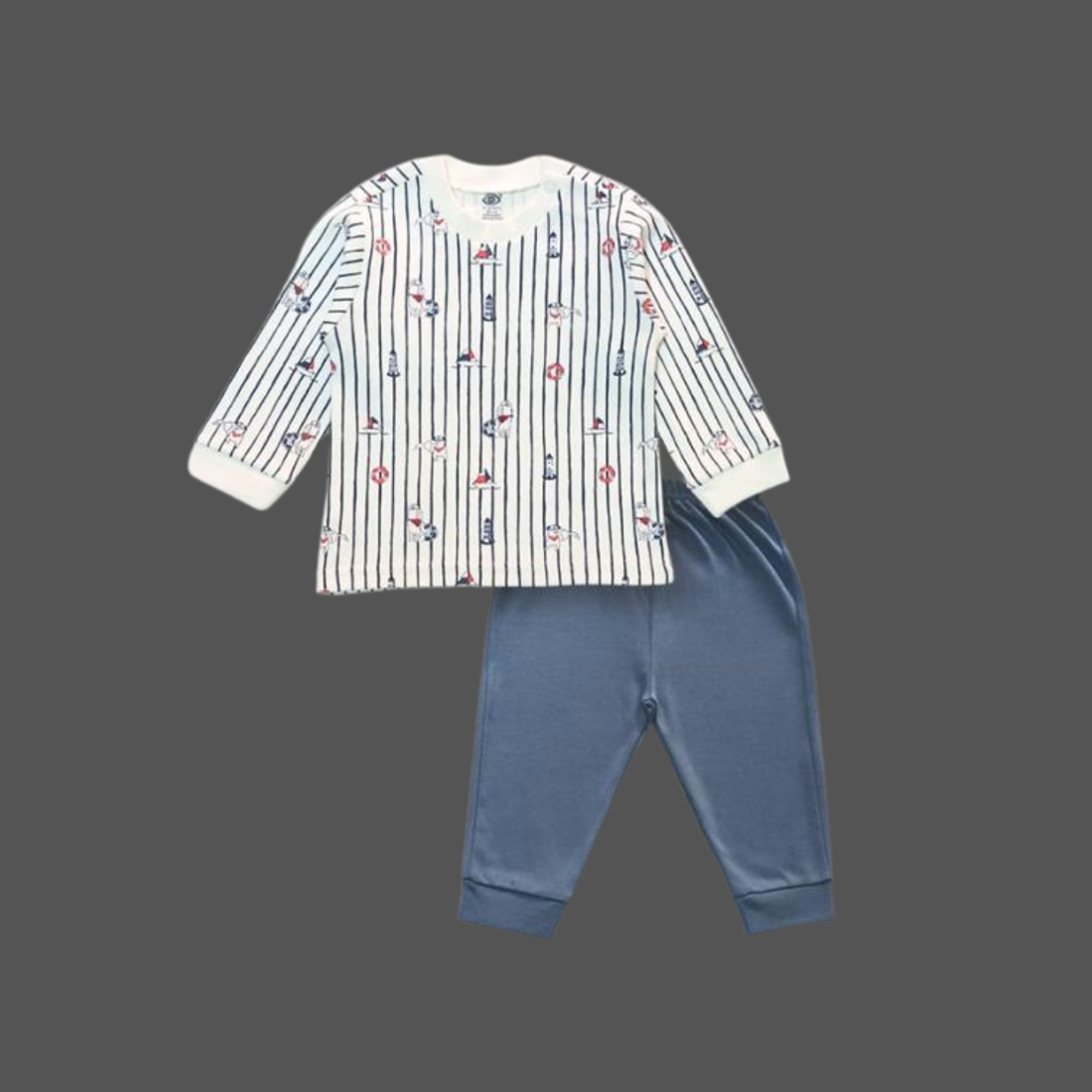 Zero Knitted Full Sleeves T-Shirt & Pajama Leeging Suit Blue