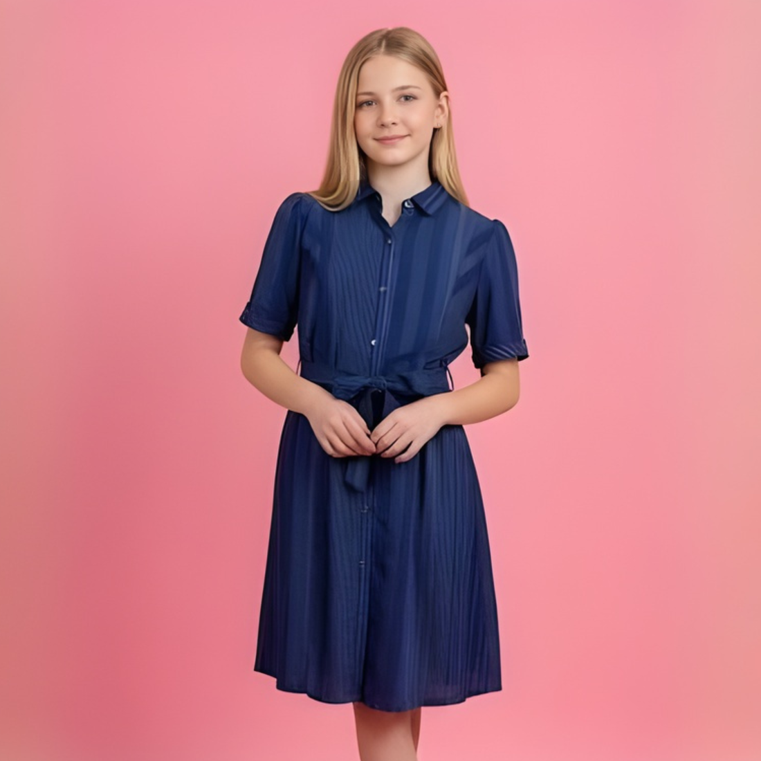 Blue Fancy Plain & Solid Designer Frock