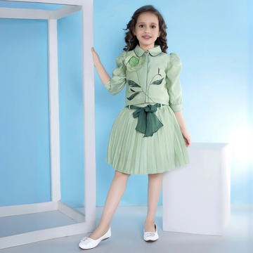 Girls Stylish Floral Print Skirt with Top