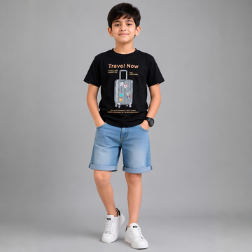 Boys Printed Round Neck Half Sleeve T-shirt