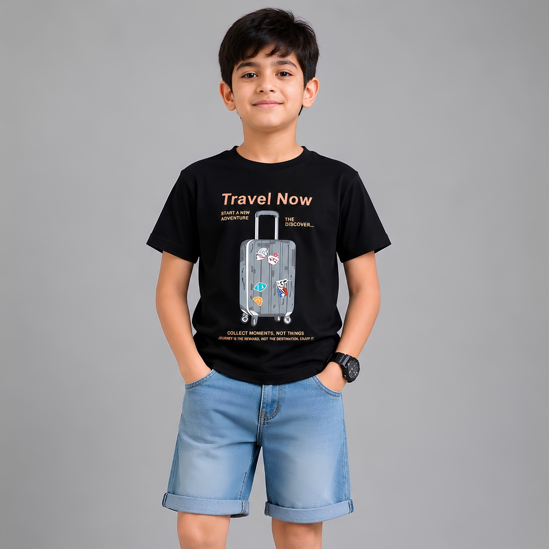 Boys Printed Round Neck Half Sleeve T-shirt