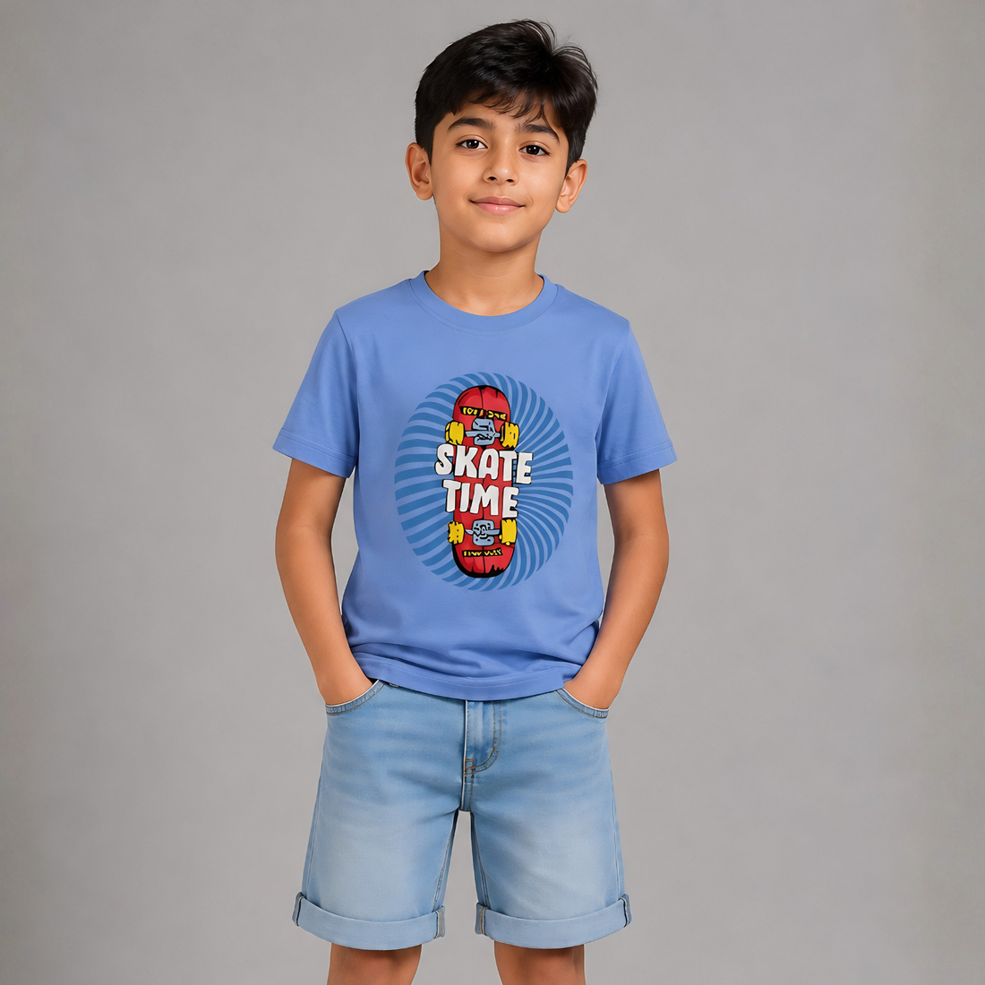 Boys Printed Round Neck Half Sleeve T-shirt