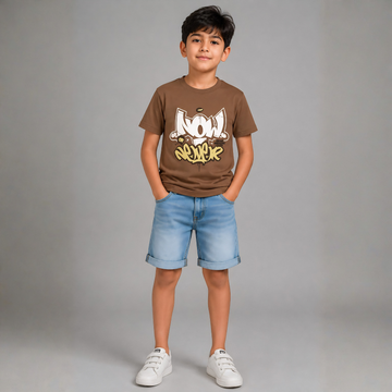 Boys Printed Round Neck Half Sleeve T-shirt