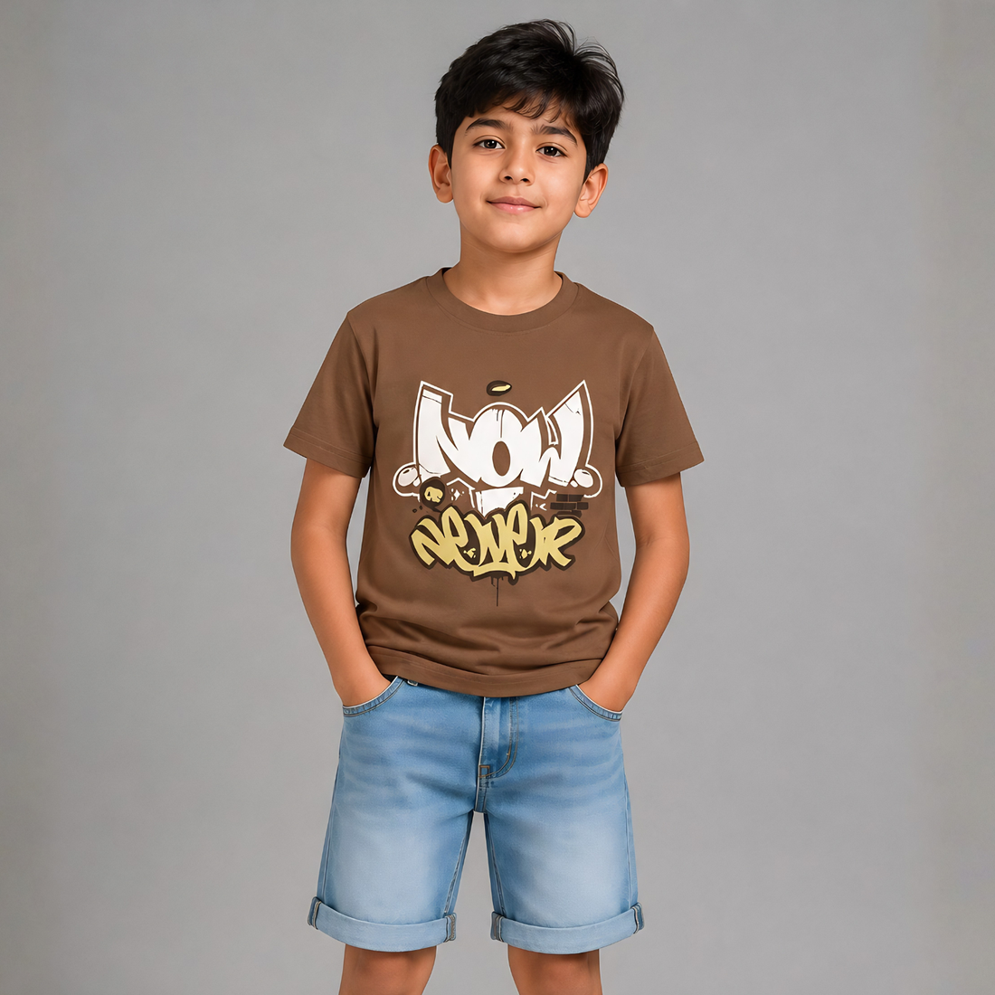 Boys Printed Round Neck Half Sleeve T-shirt