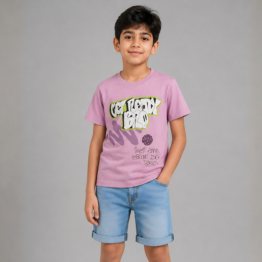 Boys Printed Round Neck Half Sleeve T-shirt