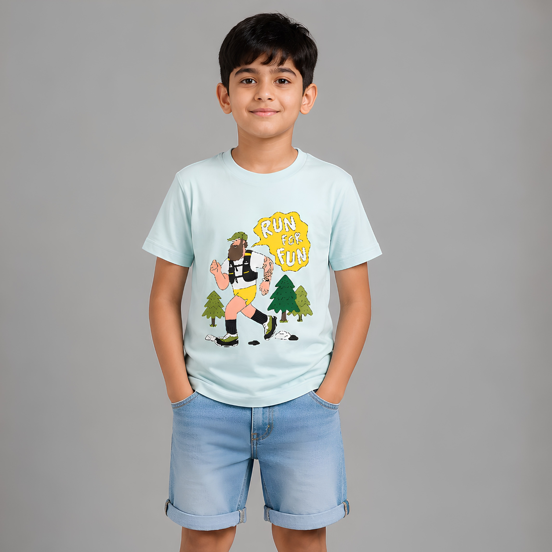 Boys Printed Round Neck Half Sleeve T-shirt
