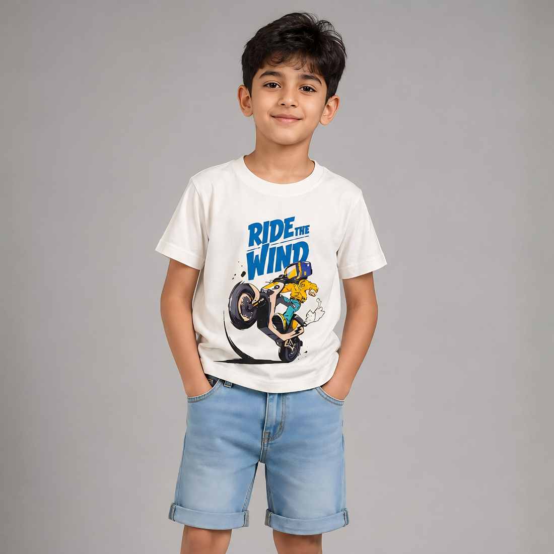 Boys Printed Round Neck Half Sleeve T-shirt