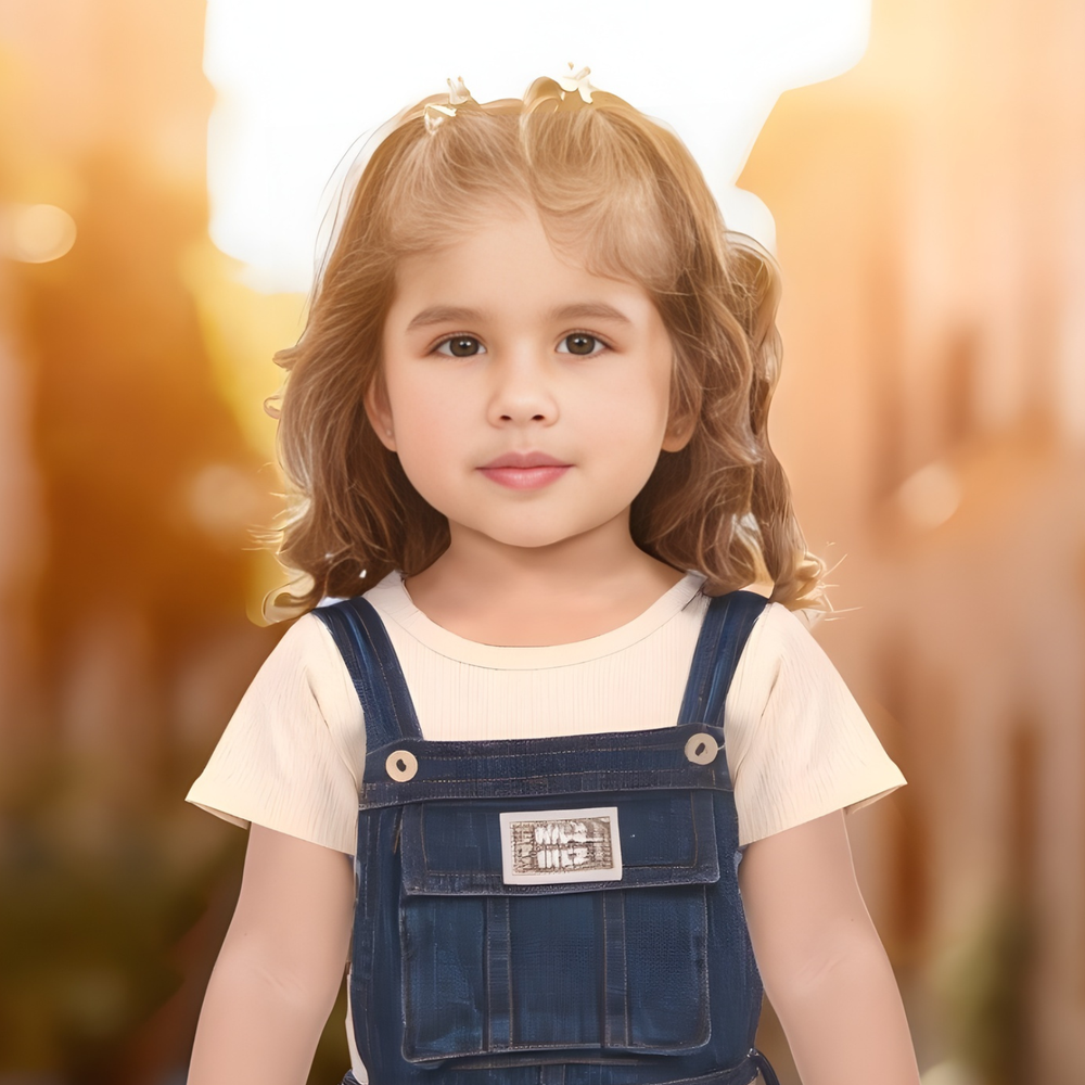 Stylish Girls Denim Knee Length Frock
