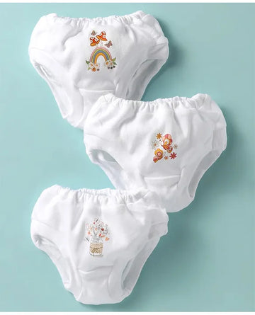 Interlock White Panties with small Print-Pack of 3