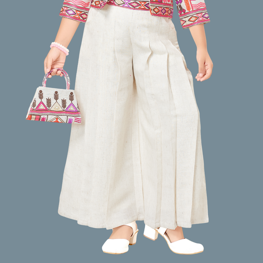 Stylish Plazo Set With Overcoat For Girls