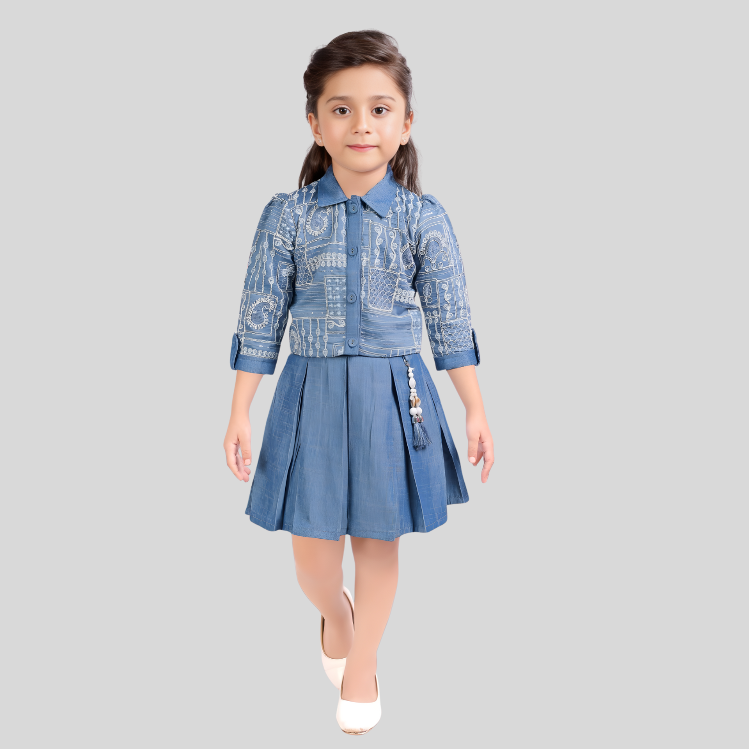 Blue Stylish Skirt & Crop Top