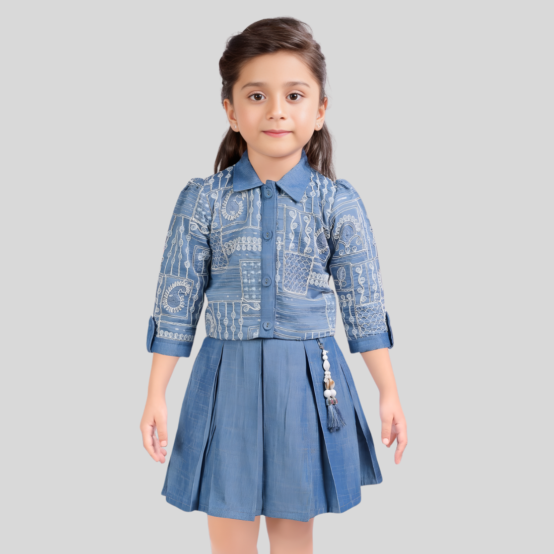 Blue Stylish Skirt & Crop Top