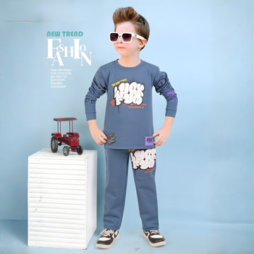 Boys Blue Stylish Printed Cord Set