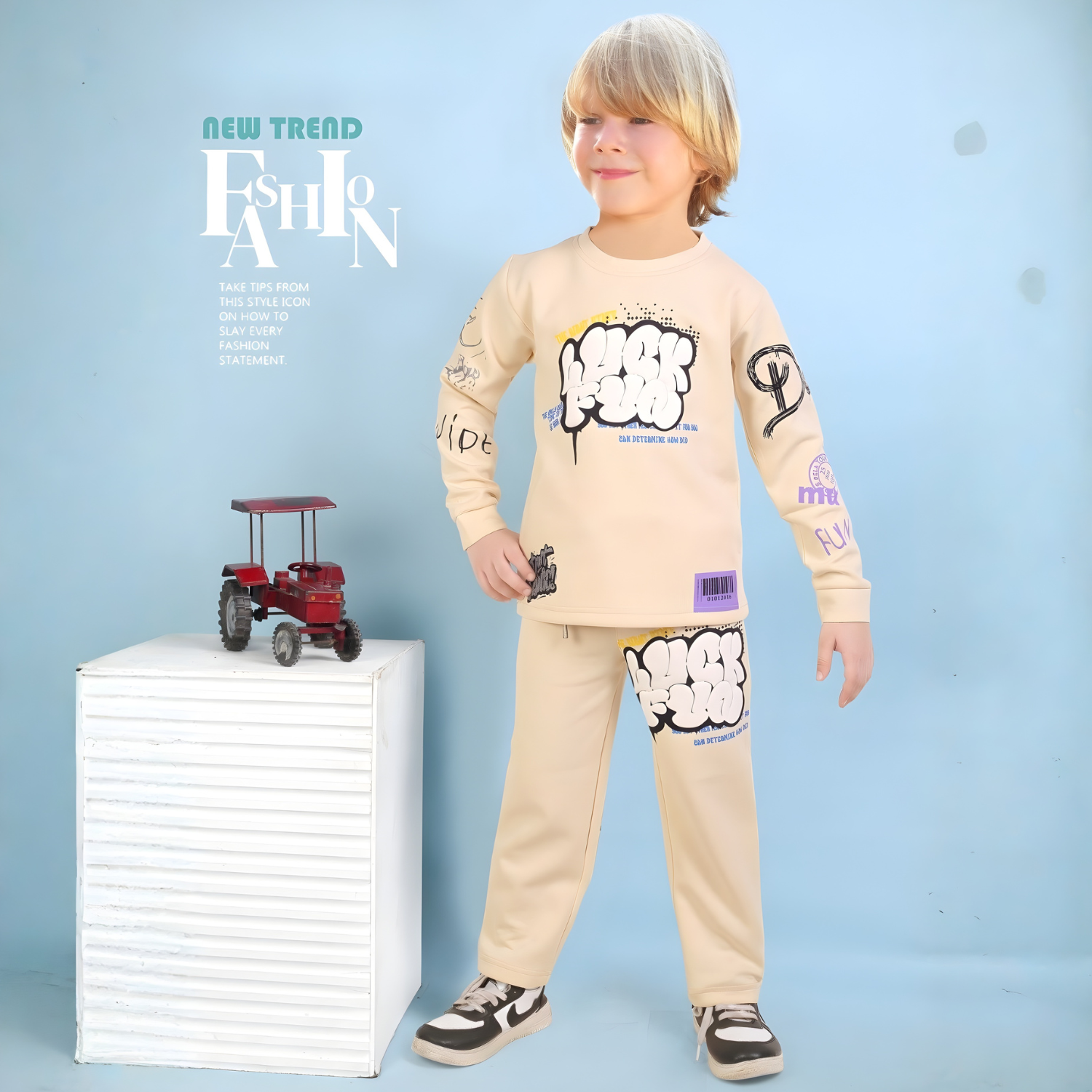 Boys Fawn Stylish Printed Cord Set