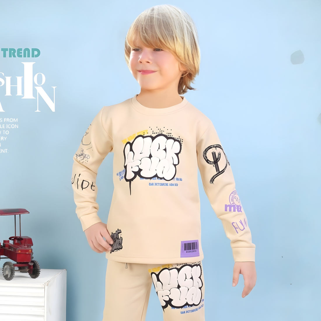 Boys Fawn Stylish Printed Cord Set