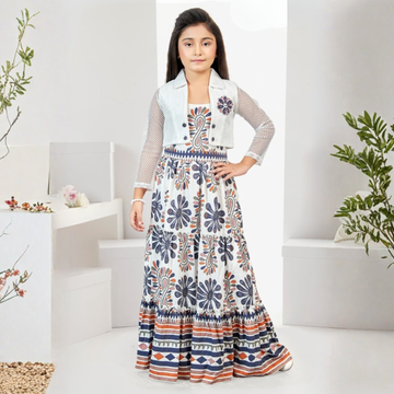 Girls Grey Western Frock & Jacket