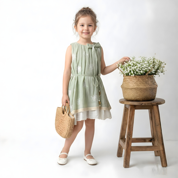 Girls Sleeveless Cotton Blend Frock
