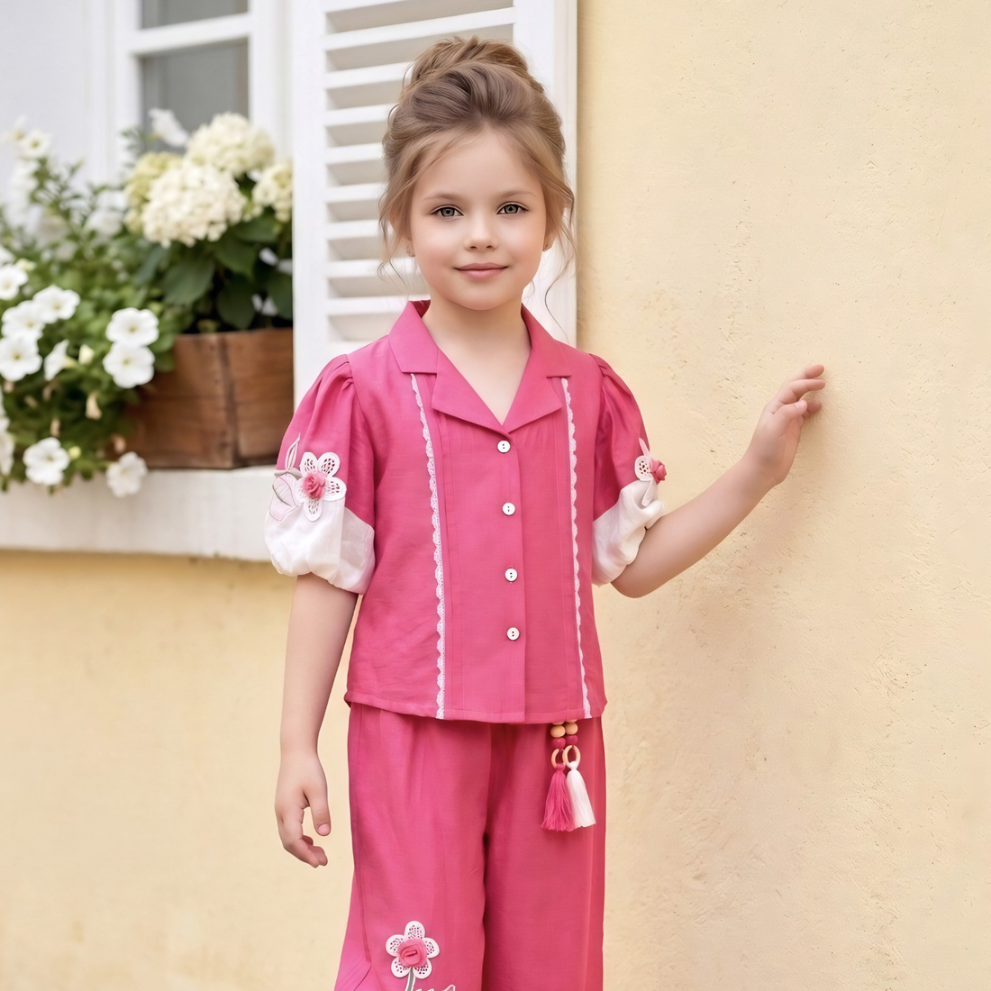 Girls Floral Printed Pant Set