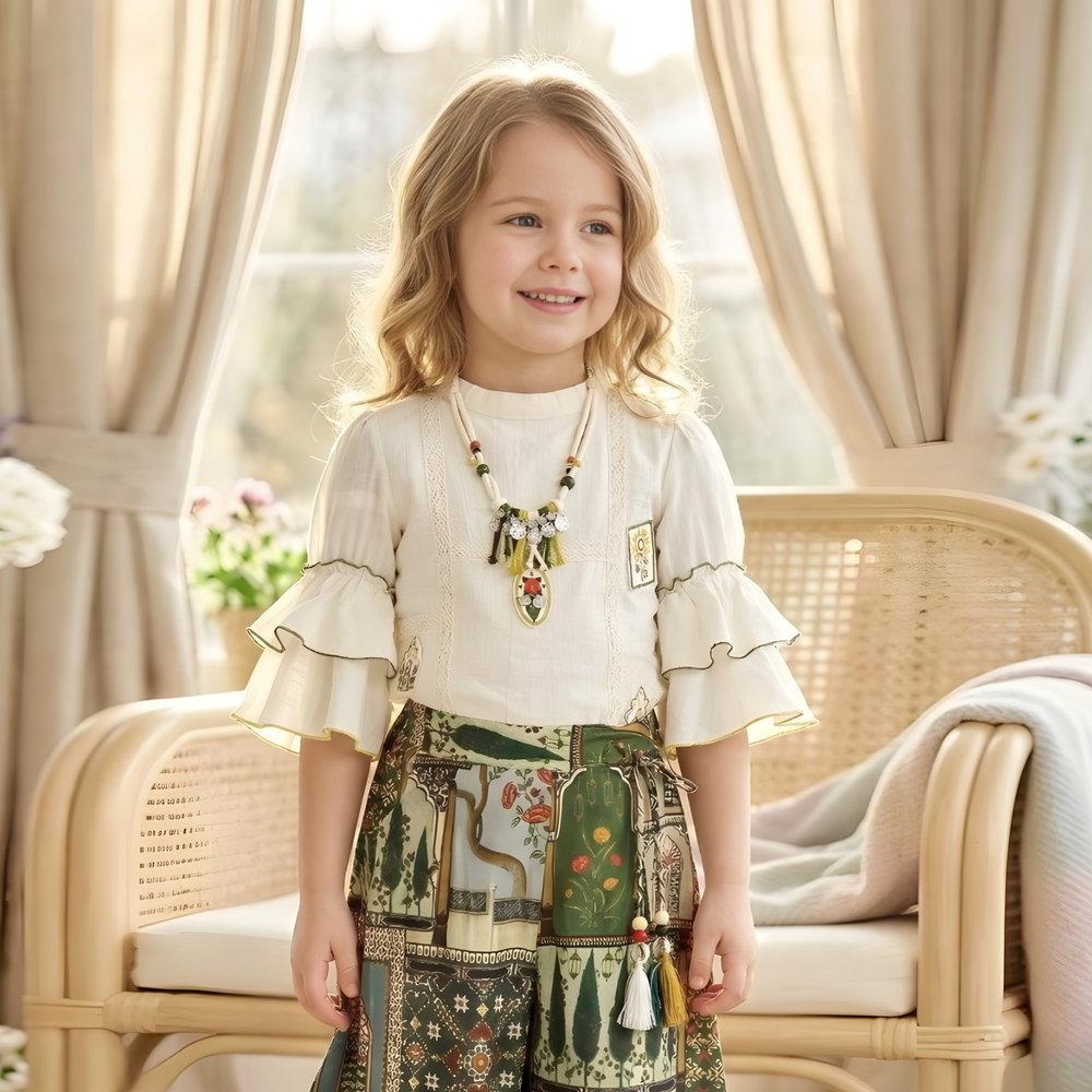 Stylish Girls Printed Top & Palazzo Set