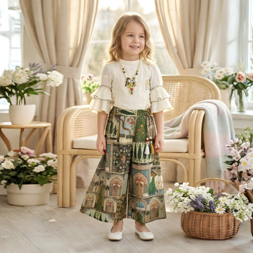 Stylish Girls Printed Top & Palazzo Set