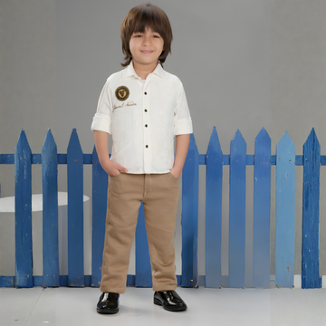 Boys White Formal Shirt & Trouser Set