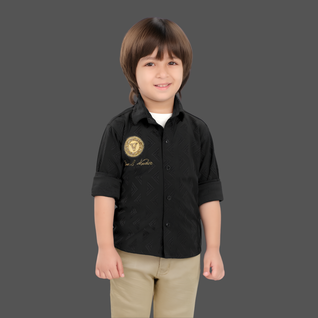 Boys Black Formal Shirt & Trouser Set