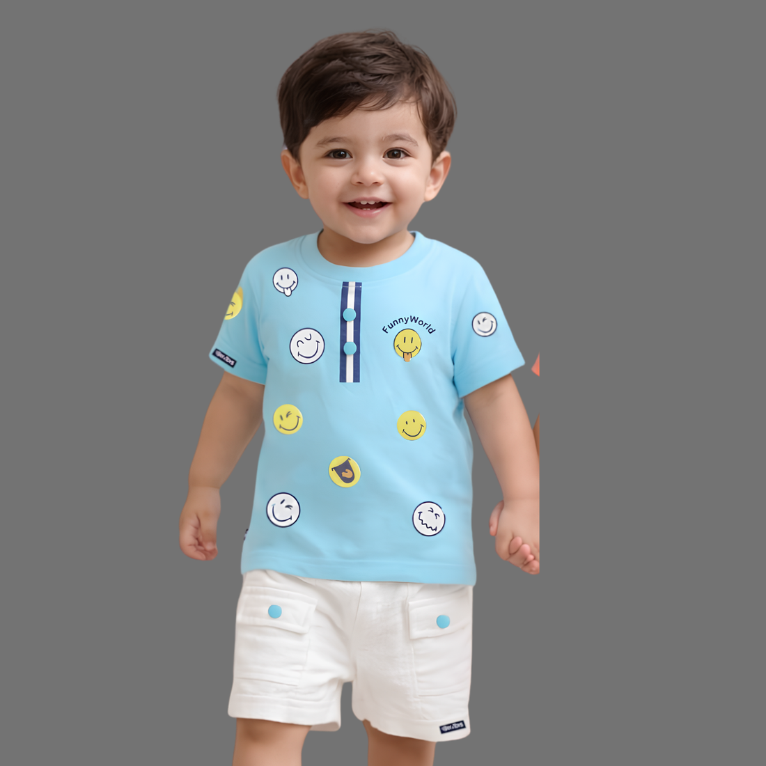 Boys Printed Cotton T-Shirt & Shorts Set
