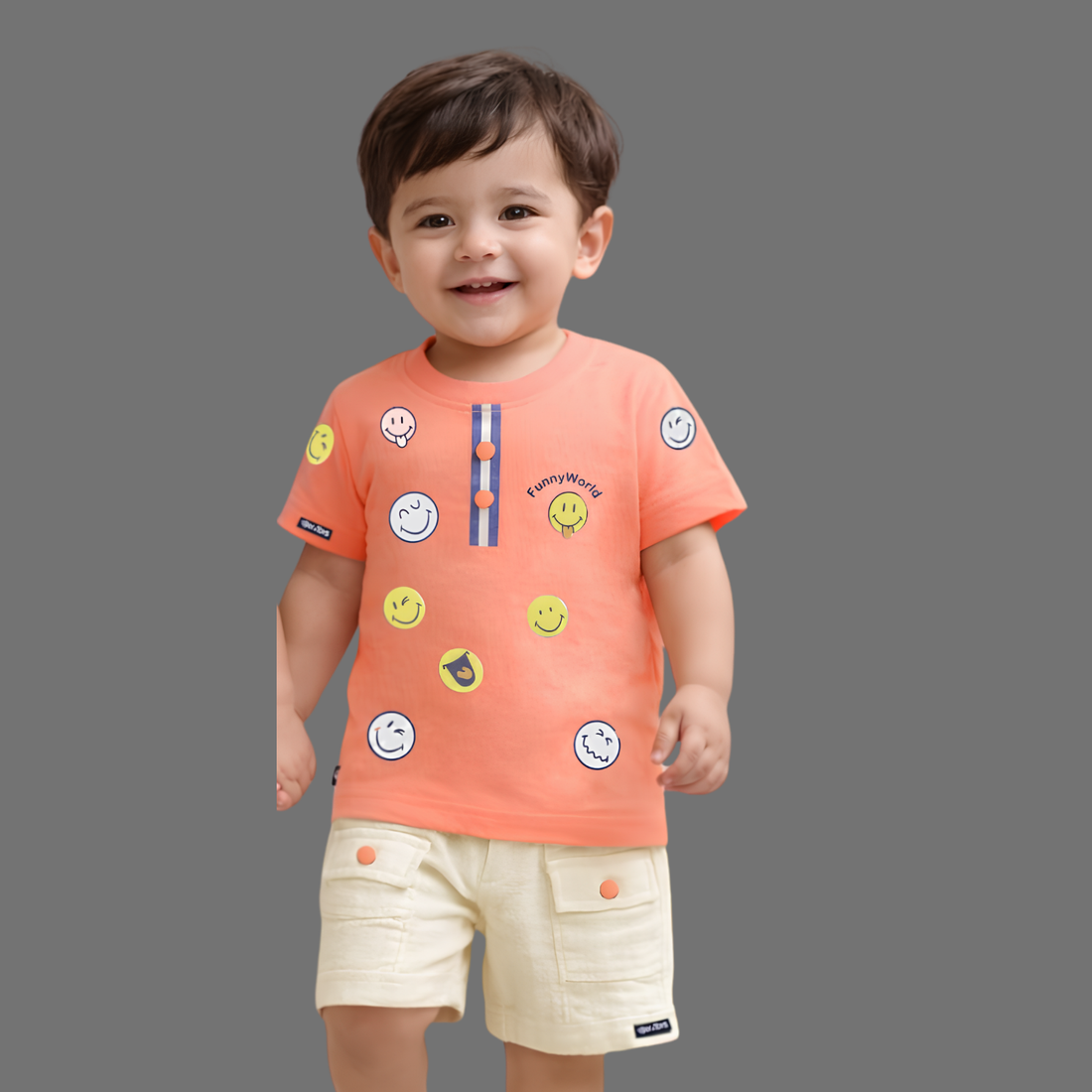 Boys Printed Cotton T-Shirt & Shorts Set