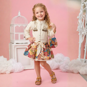 Girls Floral Print Skirt Top
