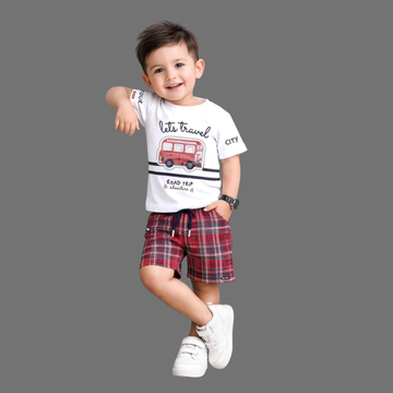 Boys Stylish Printed T-Shirt & Shorts Set