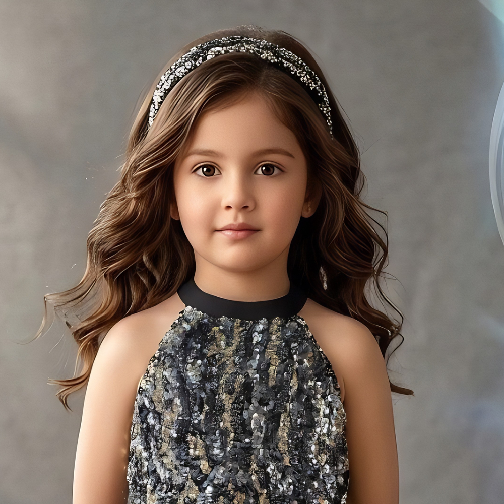Black Sequin High-Low Layered Party Frock