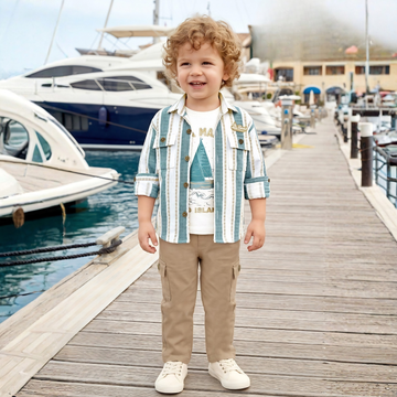 Boys Premium Striped Cotton Full Sleeve Shirt Pant Set