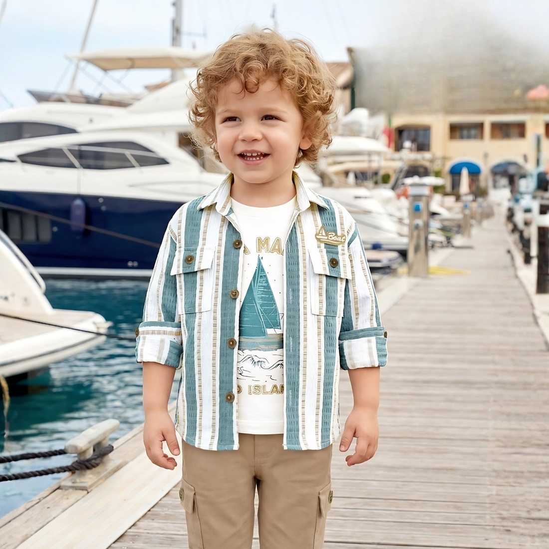Boys Premium Striped Cotton Full Sleeve Shirt Pant Set