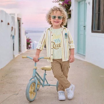 Stylish Yellow Shirt & Cargo Pant Set For Boys