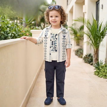 Blue Thread work Shirt And Pant Set For Boys
