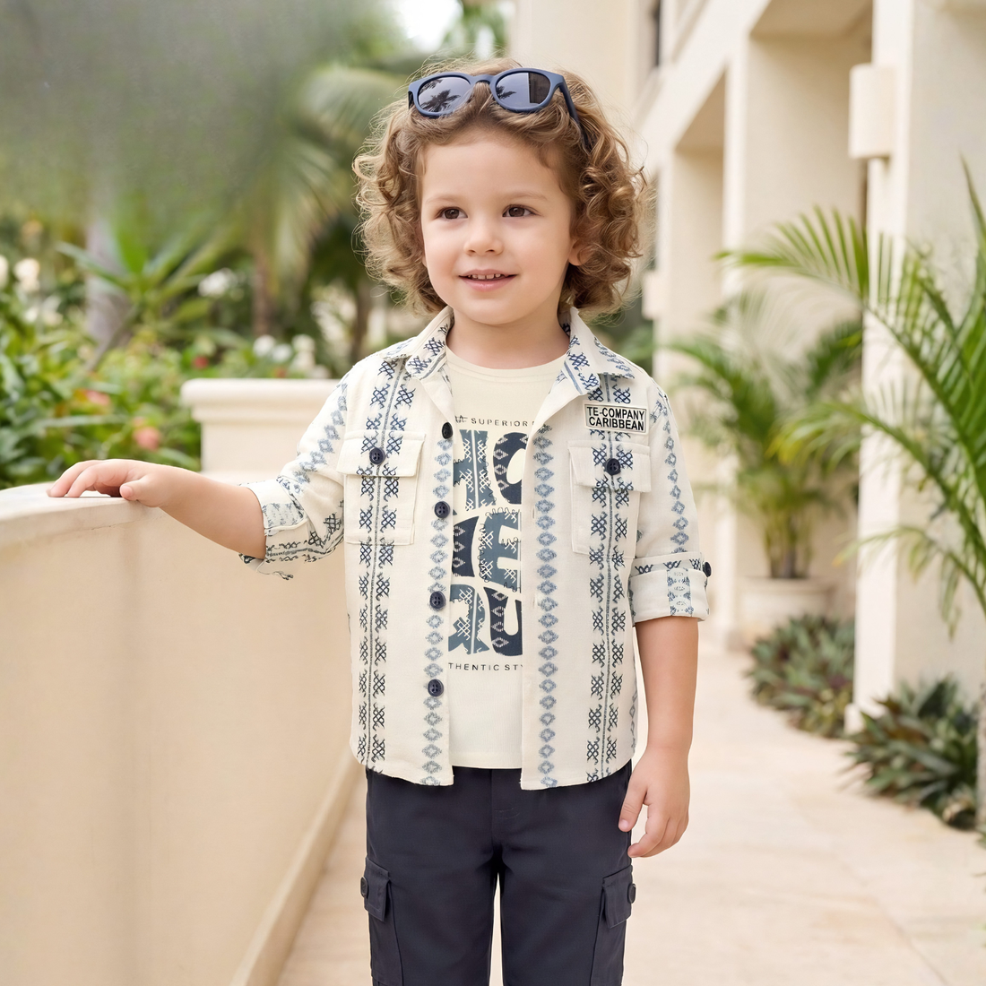 Blue Thread work Shirt And Pant Set For Boys