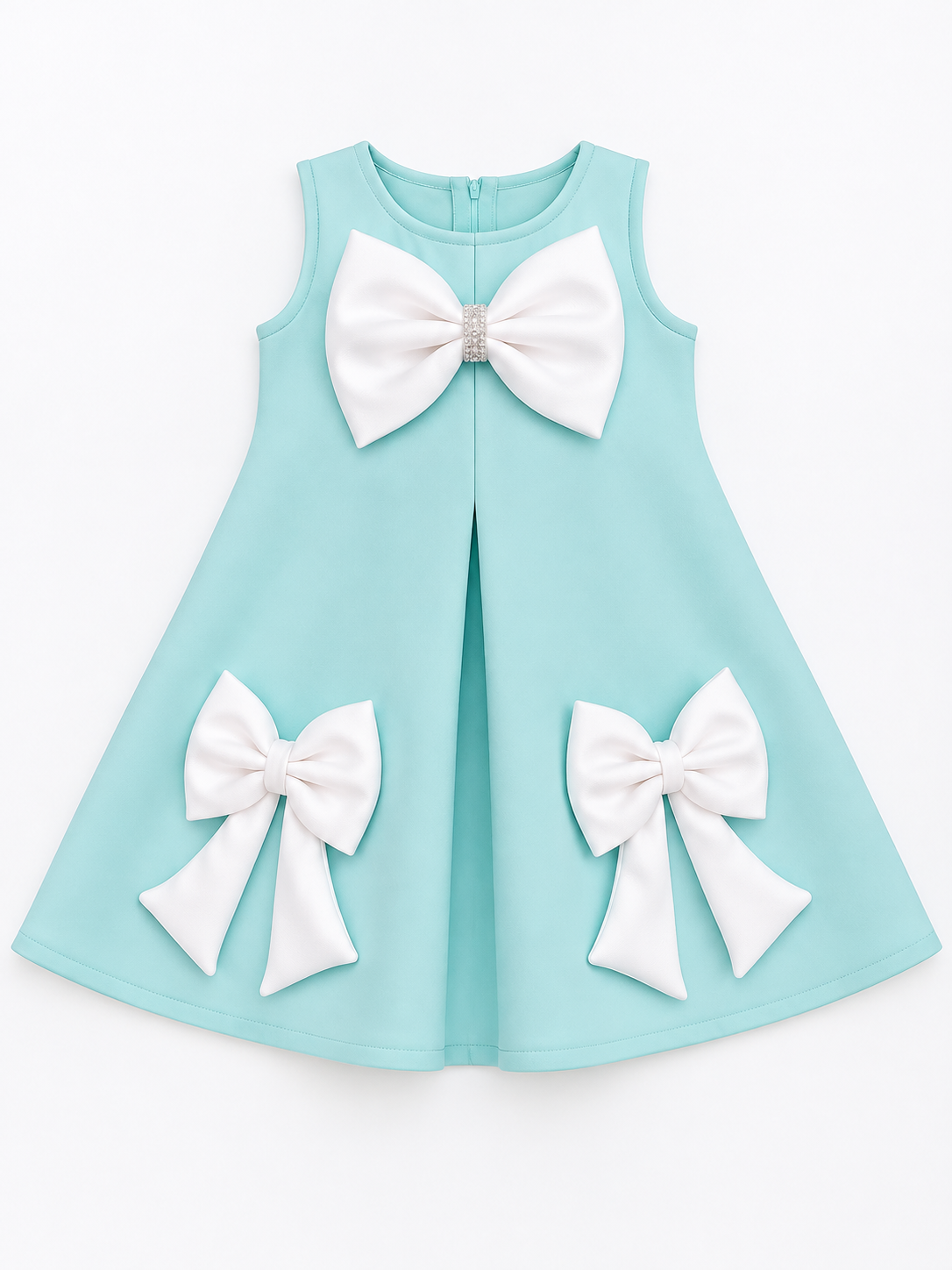 Girls Light Blue Bow Dress